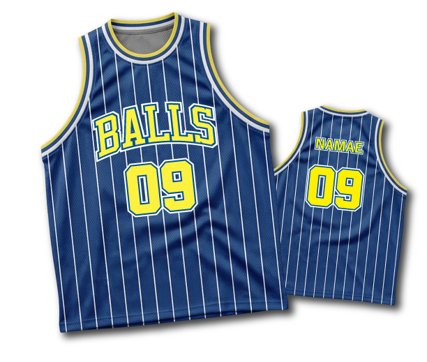 クラスTシャツ】BALLS×ストライプバスケユニフォーム(吸汗速乾)(男女