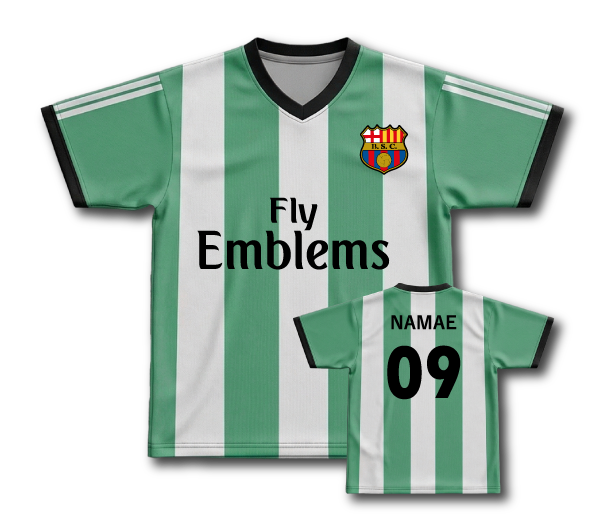サッカーユニフォーム風クラスTシャツ｜バルサ・ストライプ風デザイン